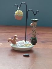 Vintage PHB Bird Feeder Porcelain Hinged Trinket Box On Stand With Seed Trinket picture