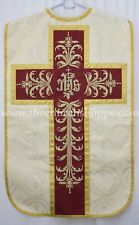 Metallic Gold Roman Chasuble Fiddleback Vestment 5pc set,IHS embroidery picture