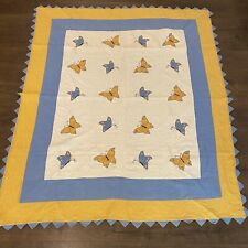 Vintage Quilt Butterfly Embroidery Handmade Hand Quilted 65”X75 picture