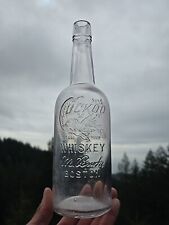 Neat Old Boston Massachusetts Picture Liquor ☆Pre Pro Cuckoo Bird Whiskey Bottle picture