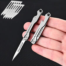 Mini Titanium Pocket Utility Folding Knife Scalpel Blades Opener Keychain EDC picture