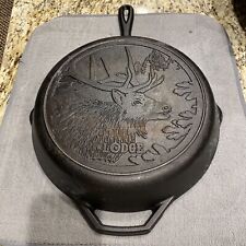 Lodge 12” Elk Cast Iron Skillet with Red Silicone Handle NWT Wildlife Series HTF picture