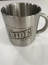 Eat Ride Sleep Stainless Steel Coffee Beverage Mugs Cups Set of 4 New In Box picture