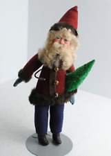 Vtg, St. Nicholas Clay Face Maroon Bell Button Fur Coat Standing Curly Beard picture