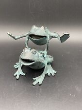 Bronze/Brass Leaping Frogs Sculpture Flower Stem Holder picture