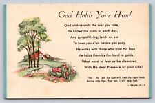 Vintage Unposted Postcard God Holds Your Hand Fear Not I Will Help Isaiah 41:13 picture