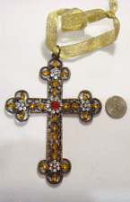 vintage pectoral 4 inch bejeweled trinity heraldic cross pendant 52632 picture