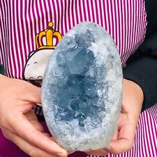 3.71LB Natural Beautiful Blue Celestite Crystal Geode Cave Mineral Specimen 116 picture