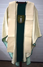 Used White/Green Vestment/Hooded Robe + Stole Set Made by Mary. (CU1119) picture