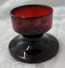 Vintage Ruby Red Arc France Low Candlestick Candle Holder Arcoroc 2.5