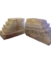 Real Natural Stone Stepped Shaped stone Bookends Semi-Polished PAIR 14 Lbs Total picture