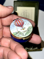 England English Crummles & Co. Enamel Trinket Box w/ Hot Air Balloon Decoration picture
