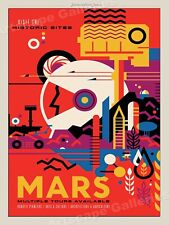 Retro Style Space Exploration Poster - Visit Historic Sites on Mars - 18x24 picture