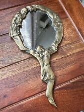 Vintage Dallas Rhyne Brass Hand Mirror With Pierrot Clowns and Moon picture