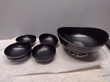 MCM Black Grainware Salid Bowl & 8 Bowls Vintage Plastic Dishware  picture