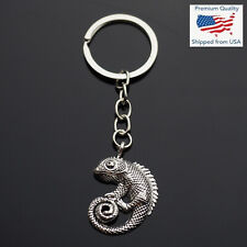 Chameleon Curly Tailed Lizard Charm Pendant Keychain Key Chain Ring Cute picture