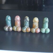 5pcs Mini Hand carved crystal Indian agate testicle man genital penis figurine picture