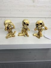Ebros Gothic Whimsical See Hear Speak No Evil Baby Skeletons Statue Set Of 3 picture