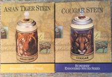 Lot Of 2 Budweiser Endangered Species Series Steins 1990 Asian Tiger 1995 Cougar picture