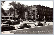 Mason City Iowa Wilson Hotel and Theatre Block Real Photo Vintage Postcard picture