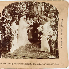 Minister Blessing Wedding Bride Stereoview c1905 Marriage Ceremony Party E815 picture