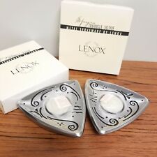 Lenox Candle Holders Votive Tealight Silver Triangle Decor 5.4