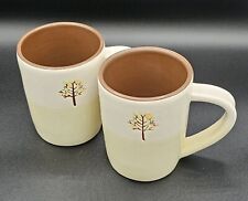 Starbucks 2009 Fall Autumn Hand Painted Tree of Life Coffee Mugs 14 oz Set of 2 picture