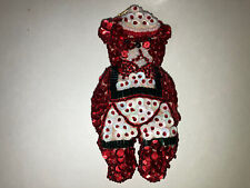 Antique Sequence Christmas Bear Ornament 3” Tall. picture