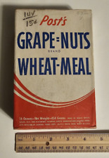 VTG Vintage Antique 1945ish Post’s Grape-Nuts Brand Wheat Meal Cereal Box 1940's picture