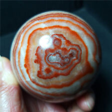 TOP 491.2G Natural Polished Red line Stone Agate Crystal Ball Healing  B108 picture