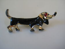 vintage Dachshund PIN brooch pinback gold silver enamel wiener dog retro jewelry picture