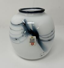 Holmegaard Atlantis Small Jar Vase Michael Bang 80s Denmark White Blue Art Glass picture