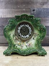 Antique Green William L. Gilbert No. 411 Porcelain Mantel Clock picture