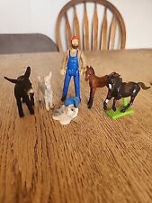 Vtg Farm Figurines Deetail Schleich Bullyland Horse Goat Kittens Farmer Lot Of 6 picture