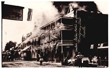 United States Hotel Flames Fire Montgomery St Orville RPPC, Postcard Real Photo picture