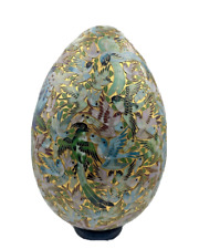 Raised Cloisonné Enamel Egg Colorful Birds Gilt Gold 15