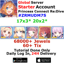 [EN] Priconne Princess Connect Re:Dive 17x3* Starter Account 60+Tix 68000+Jewe picture
