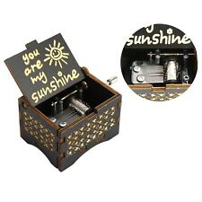 Music Box Play You Are My Sunshine Melody Hand Carved Wooden Small Music Box picture