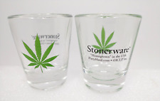 VINTAGE - (Set Of 2) Stonerware Marijuana Weed Leaf Novelty Shot Glasses picture