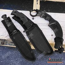 3PC COMBO SET Tactical Knife Fixed Blade Karambit Clip Point Boot Knife Black picture