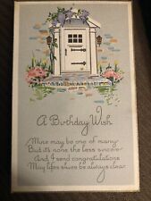 Vintage Postcard “A Birthday Wish” Flower & Garden Scenery In Front Of Entrance picture