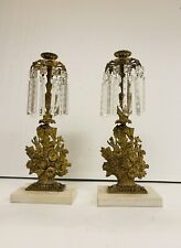 Antique French Floral Gilt/Golden Brass and Crystal Girandole  picture