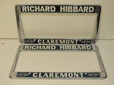  Set Richard Hibbard Claremont Chevrolet License Plate Frames Pair Embossed  picture