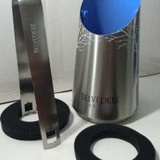 Belvedere Vodka Stainless Steel Bottle Holder Chiller Ice Bucket & Tong Set New picture