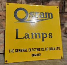 1930's Old Antique Vintage Rare Osram Lamps Adv. Porcelain Enamel Sign Board picture
