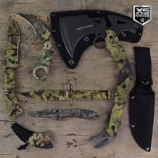 5pc Tactical Camo Set Fixed Blade Hunting THROWING KNIVES Pocket Knife KARAMBIT picture