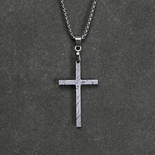 Natural  Muonionalusta meteorite carved cross pendant necklace picture