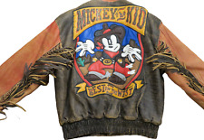 Vintage Disney MICKEY THE KID Leather Bomber Jacket By Jeff Hamilton - XL - NWOT picture