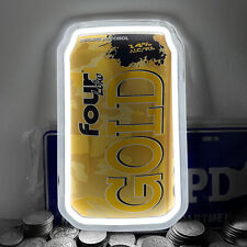 Four Gold Retro LED Beer Can Sign - Bar Decor, Unique Brewery Appeal, 12*7