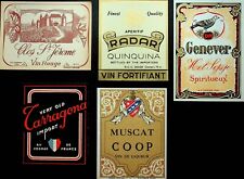 VINTAGE LOT OF NEW UNSED FIVE WINE LABELS FOR FRAMING - A12-22 picture